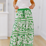 Caley Floral Maxi Skirt - Green