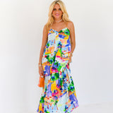 Evita Summer Maxi Dress - Blue Multi
