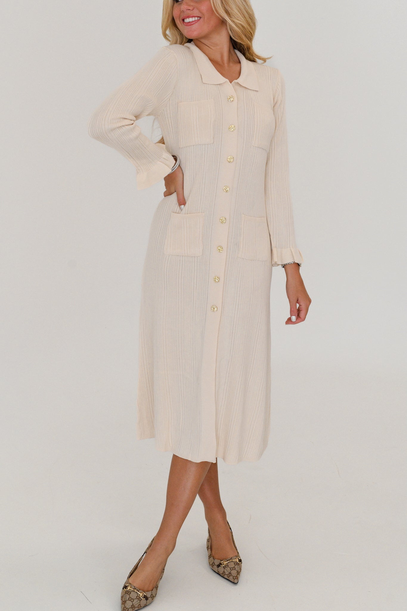 Skyler Button Down Dress - Ivory