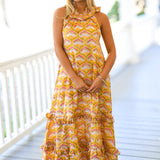Yancy Frill Neck Maxi Dress - Yellow