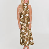Joy Halter Neck Maxi Dress - Brown