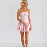 Liv Mini Bubble Hem Dress - Pink