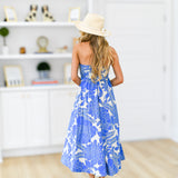 Ali Floral Midi Dress - White/Blue