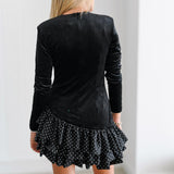 Sage Asymmetrical Velvet Mini Dress - Black