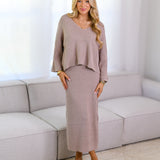 Nolan Sweater Skirt Set - Stone