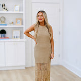 Monica Fringe Midi Dress - Mocha