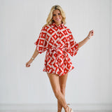 Josie Romper - Red/Cream