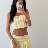 Jasmine Yellow Striped Skirt Set - Yellow/White