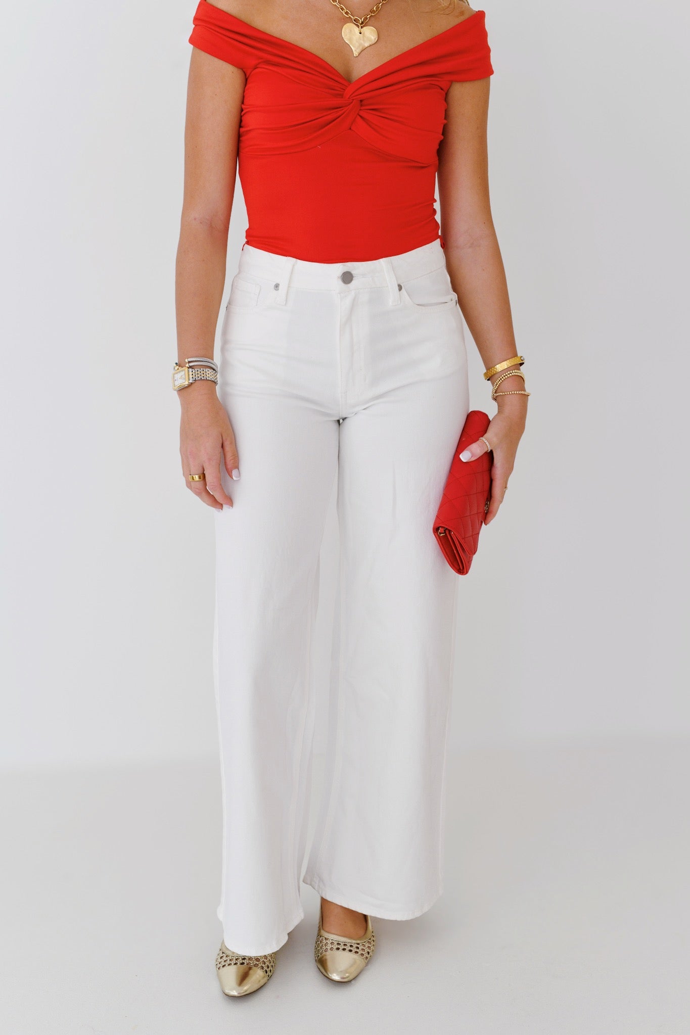 Sarah Wide Leg Jeans-White