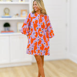Jody Balloon Sleeve Dress - Orange Mix