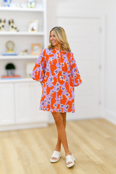 Jody Balloon Sleeve Dress - Orange Mix