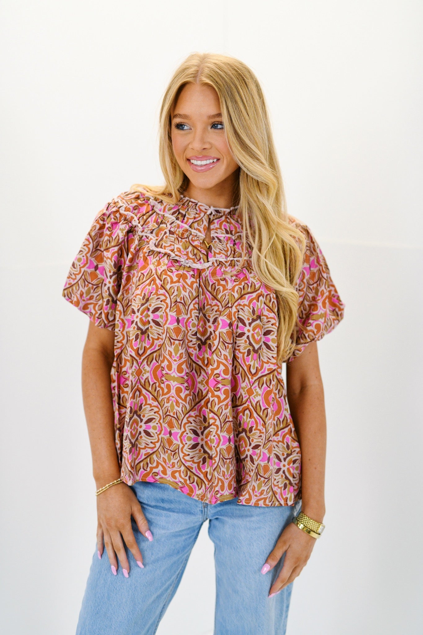 Becca Abstract Printed Top - Fuchsia