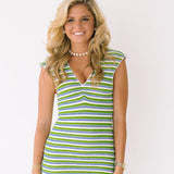 Serena Striped Mini Dress - Green