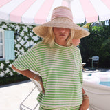 Fancy Striped Short Sleeve Top - Palm/Cream
