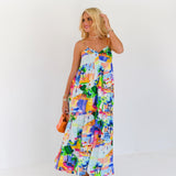 Evita Summer Maxi Dress - Blue Multi