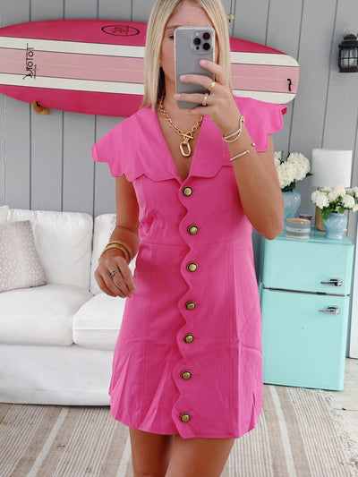 Sarah Scalloped Detail Dress - Pink