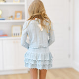 Jenna Bow Pointelle Knit Set - Lt. Blue