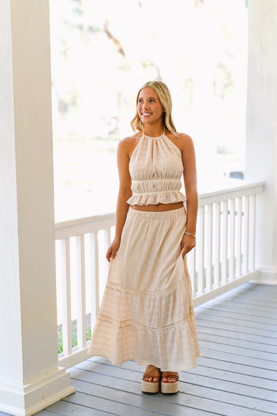 Grace Maxi Skirt and Top Set  - Natural