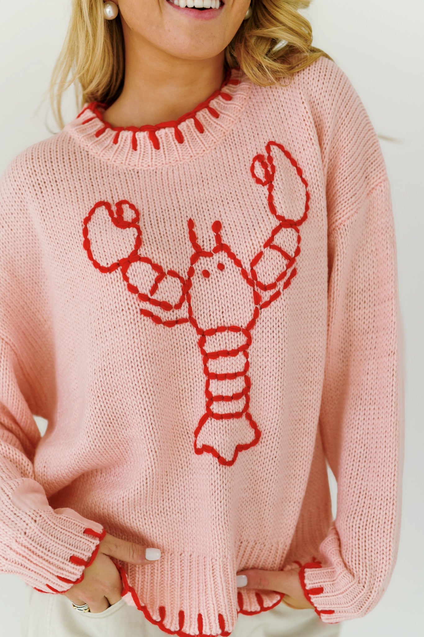 Daphne Lobster Sweater - Pink/Red