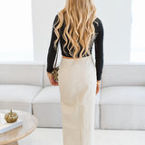Finley Leather Midi Skirt - Cream