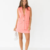 Laurel Button Down Skirt Set - Coral (PREORDER)