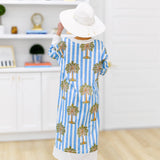Bella Maxi Contrast Dress - Baby Blue/White Palm