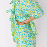 Dani Tie Front and Shorts Set - Teal/Lime