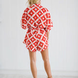 Josie Romper - Red/Cream