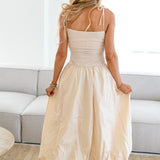 Selina Drop Waist Bubble Midi Dress-Cream