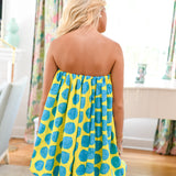 Tiffany Mini Bubble Dress - Lime/Turquoise Polka Dots