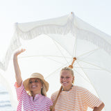 Fancy Buttoned Striped Short Sleeve Top