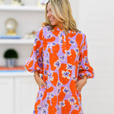 Jody Balloon Sleeve Dress - Orange Mix