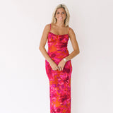 Kaya Floral Midi Dress - Magenta