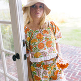 Riley Ruffle Trim Set - White/Orange