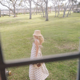 Elise Stripe Maxi Dress - White/Taupe