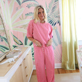 Fancy Striped Short Sleeve Top - Hibiscus/Paradise Pink