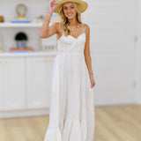 Tillie Poplin Midi Dress- Off White