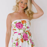 Elle Midi Floral Dress - White Floral