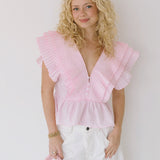 Shelly Sleeveless Ruffle Top - Pink