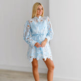 Whitney Floral Lace Mini Dress - Blue