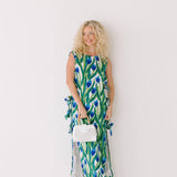 Taylor Side Bow Maxi Set - Green/Blue