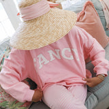 Fancy Oversized Fleece Mockneck - Powder Pink/White