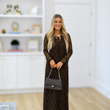 Belle Lace Midi Dress-Brown