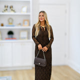 Belle Lace Midi Dress-Brown