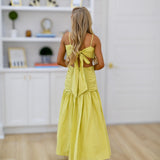 Ellison Ruched Cutout Midi Dress - Lime