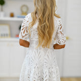 Tarra Lace Puff Sleeve Mini Dress - White