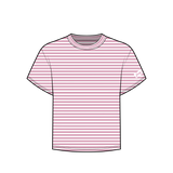 Fancy Striped Short Sleeve Top - Powder Pink/White