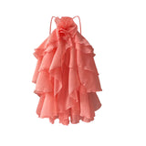 Valorie Floral Ruffle Mini Dress - Peach