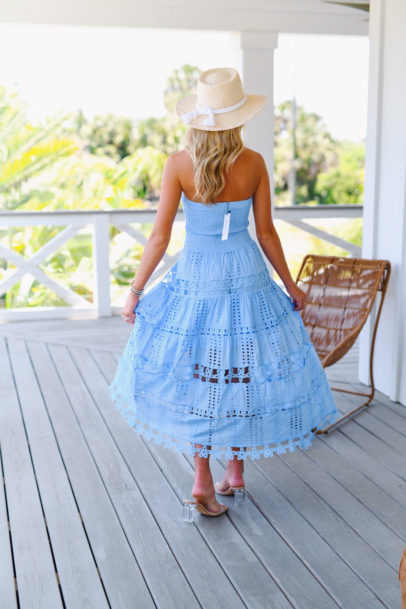 Sammie Eyelet Lace Tube Dress - Chambray