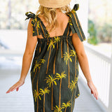 Black Sand Beach Mini Tie Dress - Black/Palm